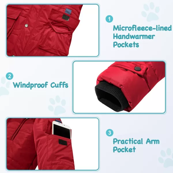 imageFARVALUE Boy Winter Coat Warm Quilted Puffer Water Resistant Parka Jacket with Detachable Fur Hood for Big BoysRed