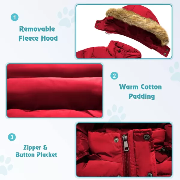 imageFARVALUE Boy Winter Coat Warm Quilted Puffer Water Resistant Parka Jacket with Detachable Fur Hood for Big BoysRed