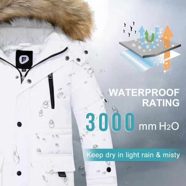 imageFARVALUE Boy Winter Coat Warm Quilted Puffer Water Resistant Parka Jacket with Detachable Fur Hood for Big BoysWhite