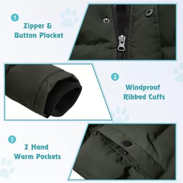 imageFARVALUE Boys Water Resistant Winter Coat Warm Quilted Puffer Jacket Hooded Parka Thicken Down Jacket for BoysArmy Green