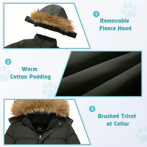 imageFARVALUE Boys Water Resistant Winter Coat Warm Quilted Puffer Jacket Hooded Parka Thicken Down Jacket for BoysArmy Green