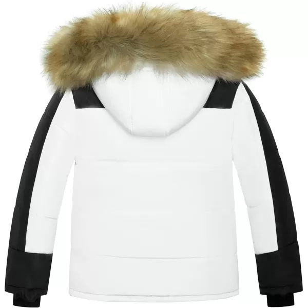 imageFARVALUE Boys Water Resistant Winter Coat Warm Quilted Puffer Jacket Hooded Parka Thicken Down Jacket for BoysBlack  White