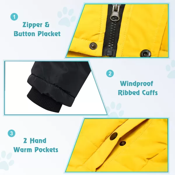 imageFARVALUE Boys Water Resistant Winter Coat Warm Quilted Puffer Jacket Hooded Parka Thicken Down Jacket for BoysBlack  Yellow