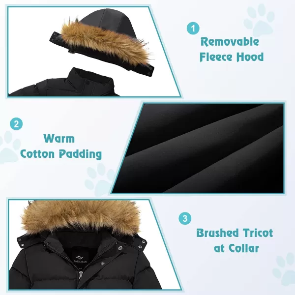 imageFARVALUE Boys Water Resistant Winter Coat Warm Quilted Puffer Jacket Hooded Parka Thicken Down Jacket for BoysBlack