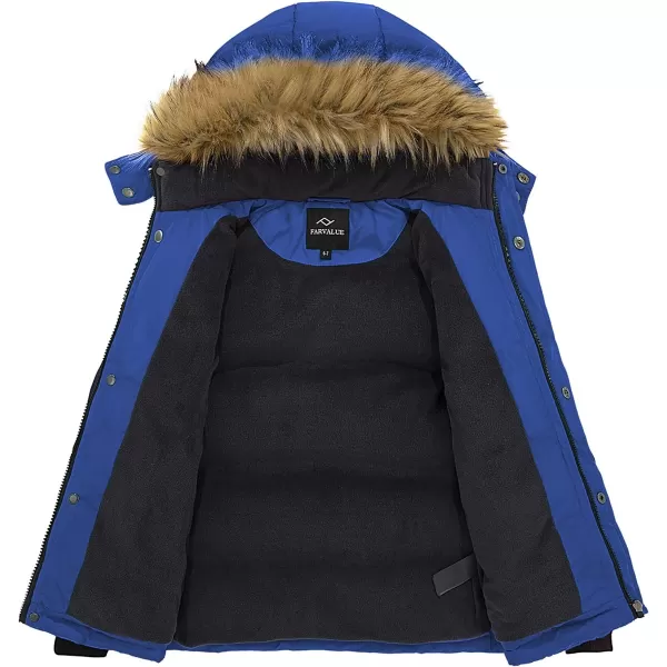 imageFARVALUE Boys Water Resistant Winter Coat Warm Quilted Puffer Jacket Hooded Parka Thicken Down Jacket for BoysBlue