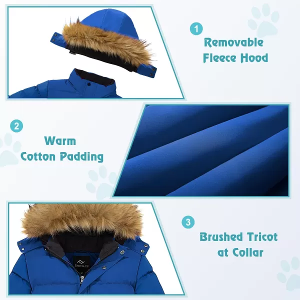 imageFARVALUE Boys Water Resistant Winter Coat Warm Quilted Puffer Jacket Hooded Parka Thicken Down Jacket for BoysBlue