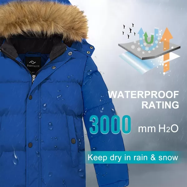 imageFARVALUE Boys Water Resistant Winter Coat Warm Quilted Puffer Jacket Hooded Parka Thicken Down Jacket for BoysBlue