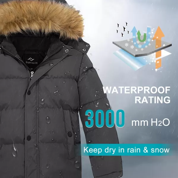 imageFARVALUE Boys Water Resistant Winter Coat Warm Quilted Puffer Jacket Hooded Parka Thicken Down Jacket for BoysGrey