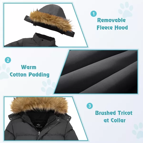 imageFARVALUE Boys Water Resistant Winter Coat Warm Quilted Puffer Jacket Hooded Parka Thicken Down Jacket for BoysGrey