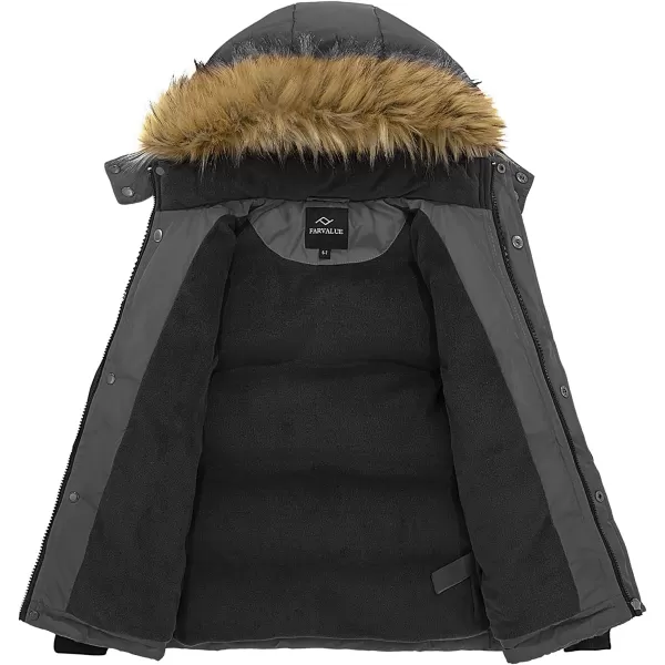 imageFARVALUE Boys Water Resistant Winter Coat Warm Quilted Puffer Jacket Hooded Parka Thicken Down Jacket for BoysGrey