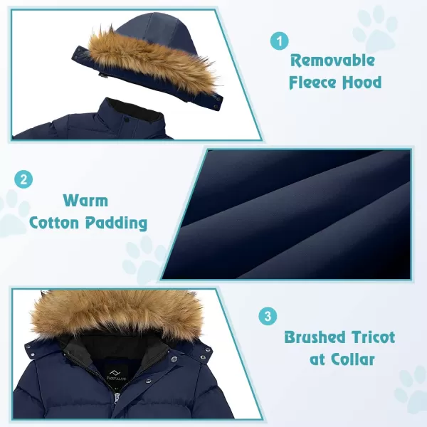 imageFARVALUE Boys Water Resistant Winter Coat Warm Quilted Puffer Jacket Hooded Parka Thicken Down Jacket for BoysNavy