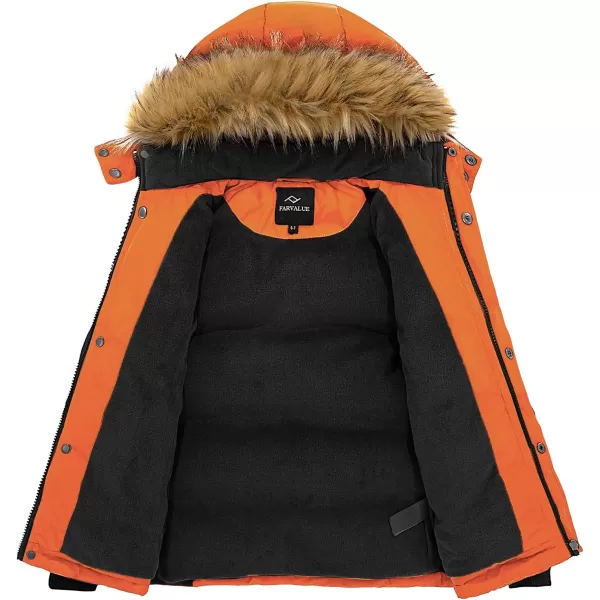 imageFARVALUE Boys Water Resistant Winter Coat Warm Quilted Puffer Jacket Hooded Parka Thicken Down Jacket for BoysOrange