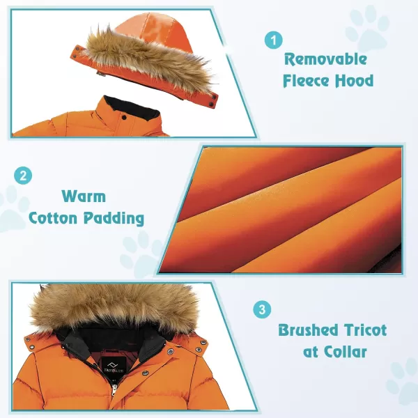 imageFARVALUE Boys Water Resistant Winter Coat Warm Quilted Puffer Jacket Hooded Parka Thicken Down Jacket for BoysOrange