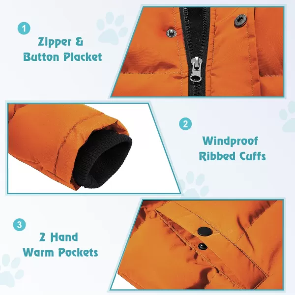imageFARVALUE Boys Water Resistant Winter Coat Warm Quilted Puffer Jacket Hooded Parka Thicken Down Jacket for BoysOrange