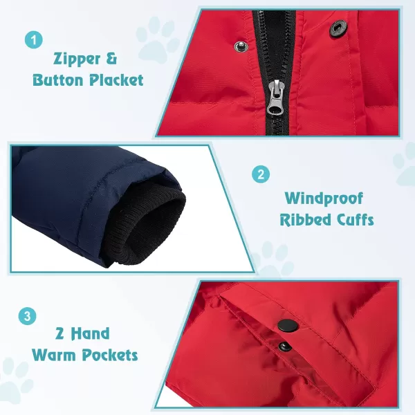 imageFARVALUE Boys Water Resistant Winter Coat Warm Quilted Puffer Jacket Hooded Parka Thicken Down Jacket for BoysRed