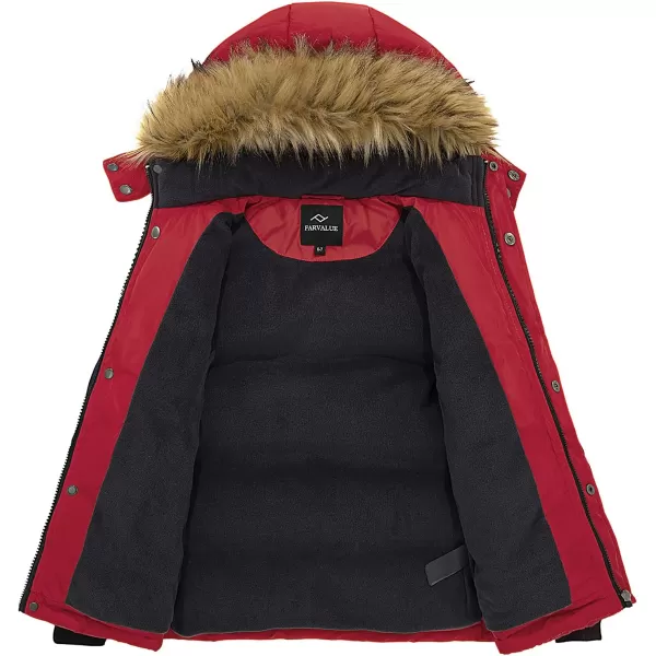 imageFARVALUE Boys Water Resistant Winter Coat Warm Quilted Puffer Jacket Hooded Parka Thicken Down Jacket for BoysRed