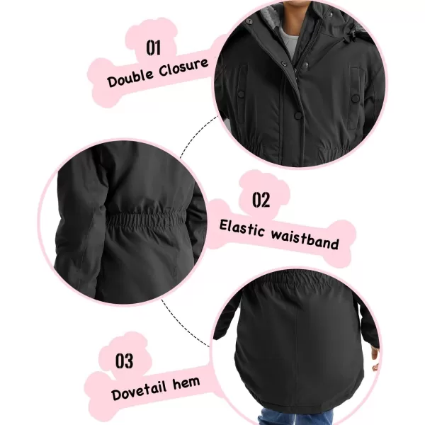 imageFARVALUE Girls Long Winter Coats Warm Parka Lined Puffer Jacket Thicken Fleece Hooded Coat with Fur Collar for GirlsBlack
