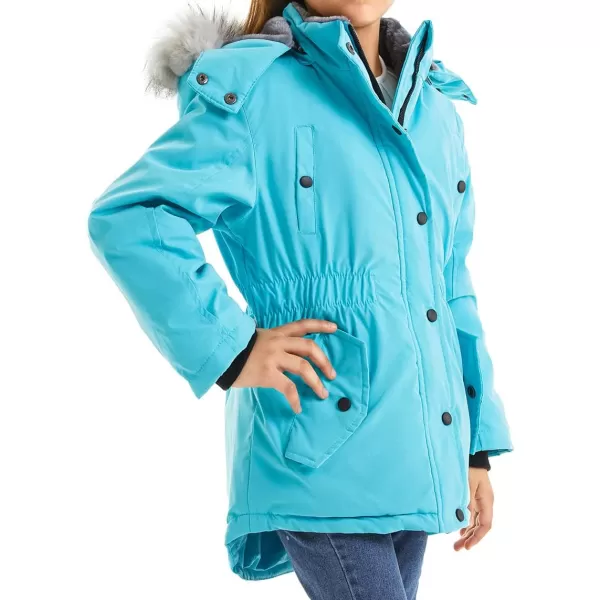 imageFARVALUE Girls Long Winter Coats Warm Parka Lined Puffer Jacket Thicken Fleece Hooded Coat with Fur Collar for GirlsBlue
