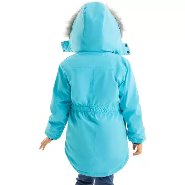 imageFARVALUE Girls Long Winter Coats Warm Parka Lined Puffer Jacket Thicken Fleece Hooded Coat with Fur Collar for GirlsBlue