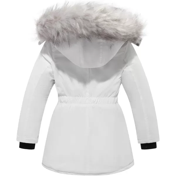 imageFARVALUE Girls Long Winter Coats Warm Parka Lined Puffer Jacket Thicken Fleece Hooded Coat with Fur Collar for GirlsOffwhite