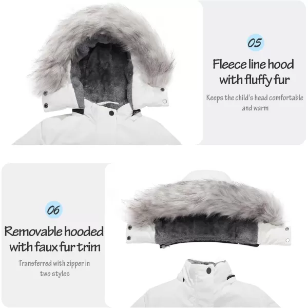 imageFARVALUE Girls Long Winter Coats Warm Parka Lined Puffer Jacket Thicken Fleece Hooded Coat with Fur Collar for GirlsOffwhite