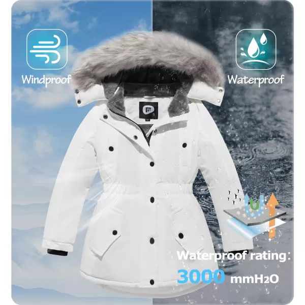 imageFARVALUE Girls Long Winter Coats Warm Parka Lined Puffer Jacket Thicken Fleece Hooded Coat with Fur Collar for GirlsOffwhite