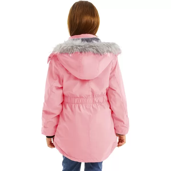 imageFARVALUE Girls Long Winter Coats Warm Parka Lined Puffer Jacket Thicken Fleece Hooded Coat with Fur Collar for GirlsPink