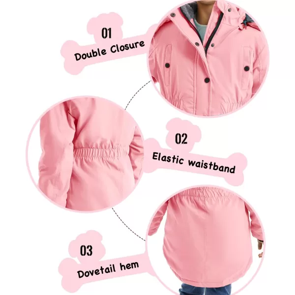 imageFARVALUE Girls Long Winter Coats Warm Parka Lined Puffer Jacket Thicken Fleece Hooded Coat with Fur Collar for GirlsPink