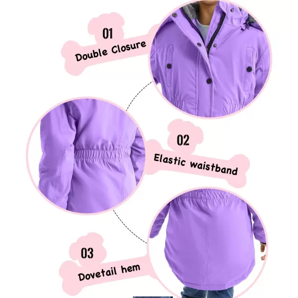 imageFARVALUE Girls Long Winter Coats Warm Parka Lined Puffer Jacket Thicken Fleece Hooded Coat with Fur Collar for GirlsPurple