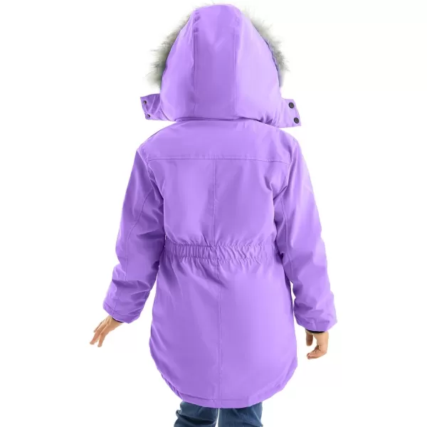 imageFARVALUE Girls Long Winter Coats Warm Parka Lined Puffer Jacket Thicken Fleece Hooded Coat with Fur Collar for GirlsPurple
