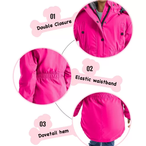 imageFARVALUE Girls Long Winter Coats Warm Parka Lined Puffer Jacket Thicken Fleece Hooded Coat with Fur Collar for GirlsRose