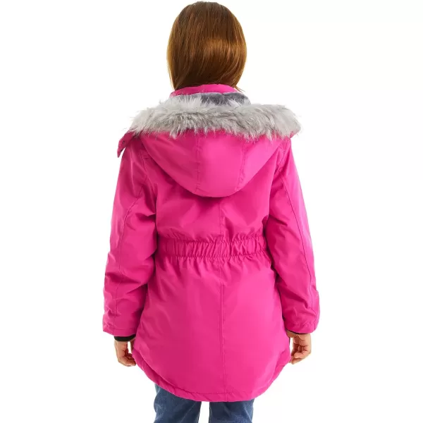 imageFARVALUE Girls Long Winter Coats Warm Parka Lined Puffer Jacket Thicken Fleece Hooded Coat with Fur Collar for GirlsRose