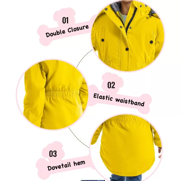 imageFARVALUE Girls Long Winter Coats Warm Parka Lined Puffer Jacket Thicken Fleece Hooded Coat with Fur Collar for GirlsYellow