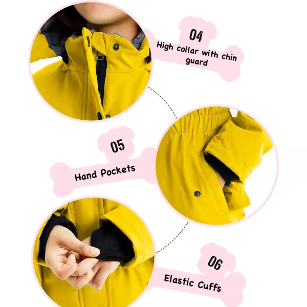 imageFARVALUE Girls Long Winter Coats Warm Parka Lined Puffer Jacket Thicken Fleece Hooded Coat with Fur Collar for GirlsYellow