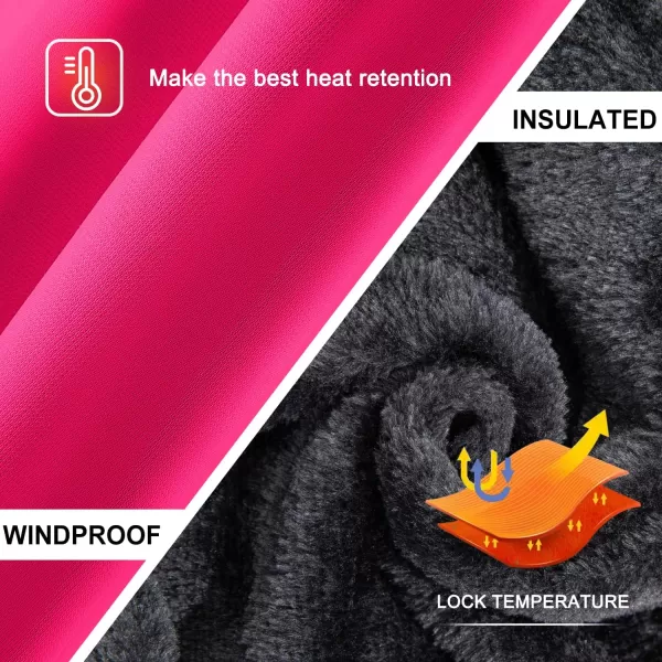 imageFARVALUE Girls Waterproof Ski Jacket Windproof Winter Coat Warm Fleece Snow Coat Outdoor Raincoats HoodedRose Red