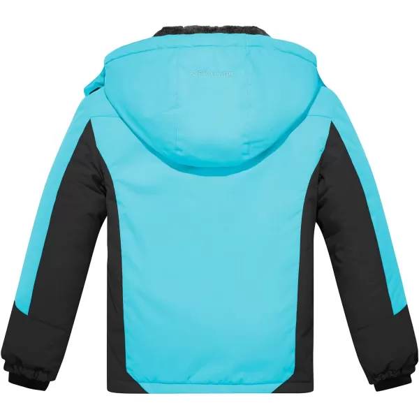 imageFARVALUE Girls Waterproof Ski Jacket Windproof Winter Coat Warm Fleece Snow Coat Outdoor Raincoats HoodedSky Blue