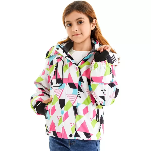 imageFARVALUE Girls Waterproof Ski Jacket Windproof Winter Coat Warm Fleece Snow Coat Outdoor Raincoats HoodedWhite Camouflage