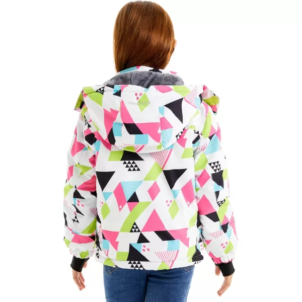imageFARVALUE Girls Waterproof Ski Jacket Windproof Winter Coat Warm Fleece Snow Coat Outdoor Raincoats HoodedWhite Camouflage
