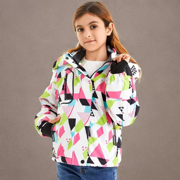 imageFARVALUE Girls Waterproof Ski Jacket Windproof Winter Coat Warm Fleece Snow Coat Outdoor Raincoats HoodedWhite Camouflage