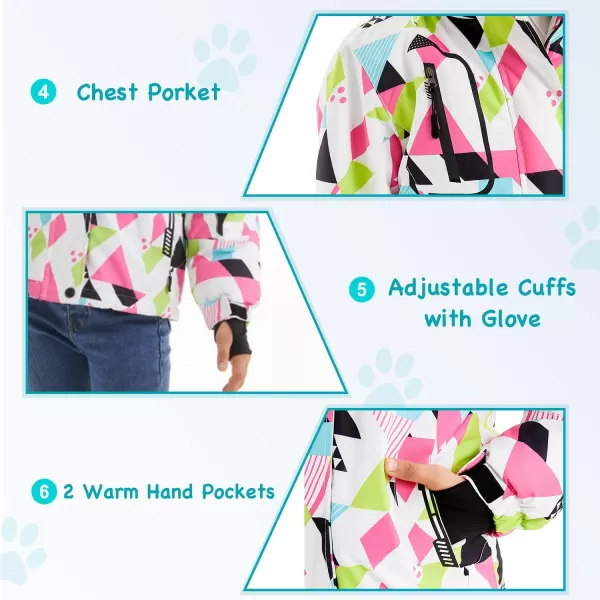 imageFARVALUE Girls Waterproof Ski Jacket Windproof Winter Coat Warm Fleece Snow Coat Outdoor Raincoats HoodedWhite Camouflage