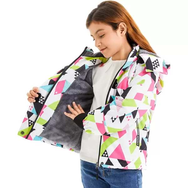 imageFARVALUE Girls Waterproof Ski Jacket Windproof Winter Coat Warm Fleece Snow Coat Outdoor Raincoats HoodedWhite Camouflage