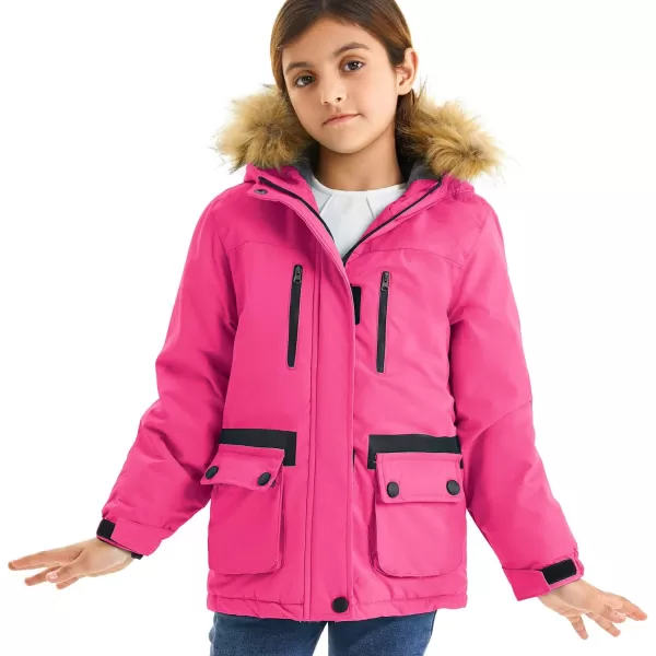 imageFARVALUE Girls Waterproof Ski Jacket Windproof Winter Coat Warm Fleece Snow Coat Outdoor Raincoats HoodedZrose