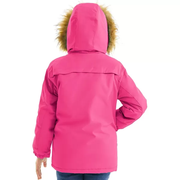 imageFARVALUE Girls Waterproof Ski Jacket Windproof Winter Coat Warm Fleece Snow Coat Outdoor Raincoats HoodedZrose