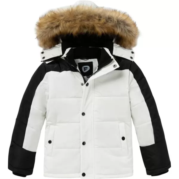 imageFARVALUE Boys Water Resistant Winter Coat Warm Quilted Puffer Jacket Hooded Parka Thicken Down Jacket for BoysBlack  White