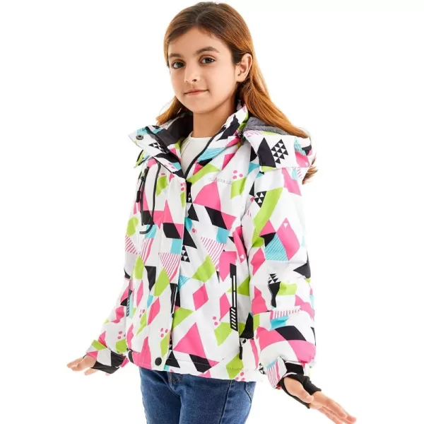 imageFARVALUE Girls Waterproof Ski Jacket Windproof Winter Coat Warm Fleece Snow Coat Outdoor Raincoats HoodedWhite Camouflage