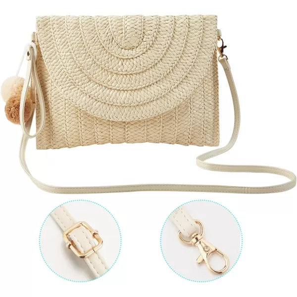 imageFARVALUE Womens Straw Clutch Summer Woven Purse HandBag Beach Straw Envelope Clutch Wallet for WomenBeige