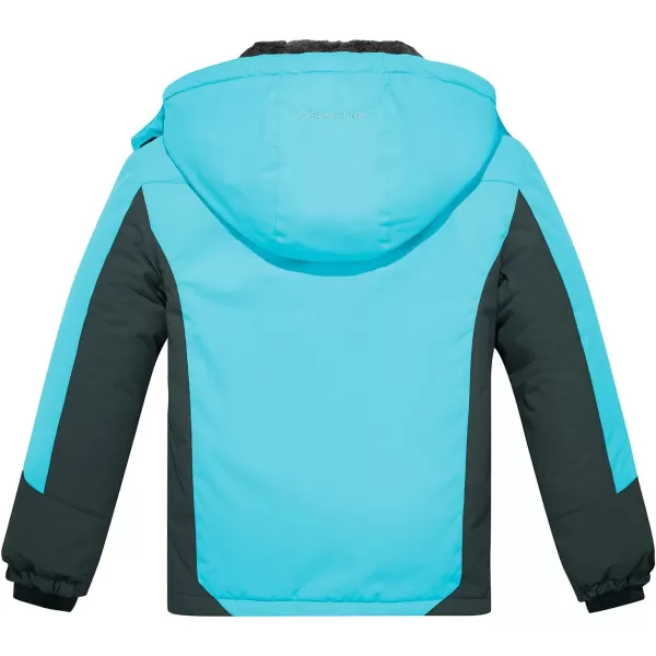 imageFARVALUE Girls Waterproof Ski Jacket Windproof Winter Coat Warm Snow Coat Outdoor Raincoats with Removable Hood Blue 8