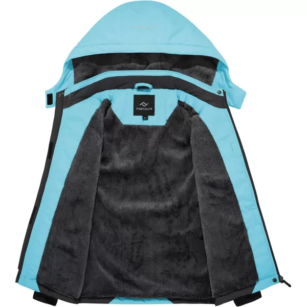 imageFARVALUE Girls Waterproof Ski Jacket Windproof Winter Coat Warm Snow Coat Outdoor Raincoats with Removable Hood Blue 8