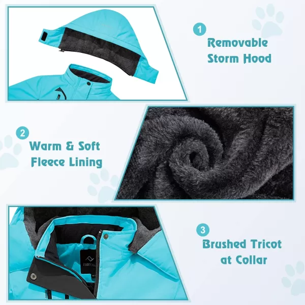 imageFARVALUE Girls Waterproof Ski Jacket Windproof Winter Coat Warm Snow Coat Outdoor Raincoats with Removable Hood Blue 8