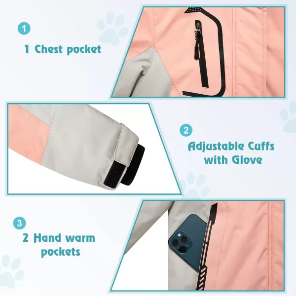 imageFARVALUE Girls Waterproof Ski Jacket Windproof Winter Coat Warm Snow Coat Outdoor Raincoats with Removable Hood Pink 1012
